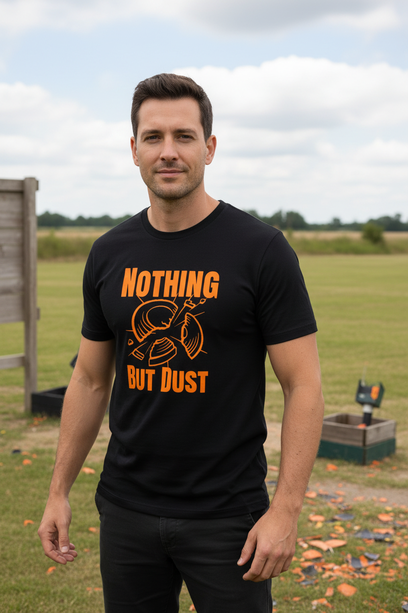 Black t-shirt on shooting range