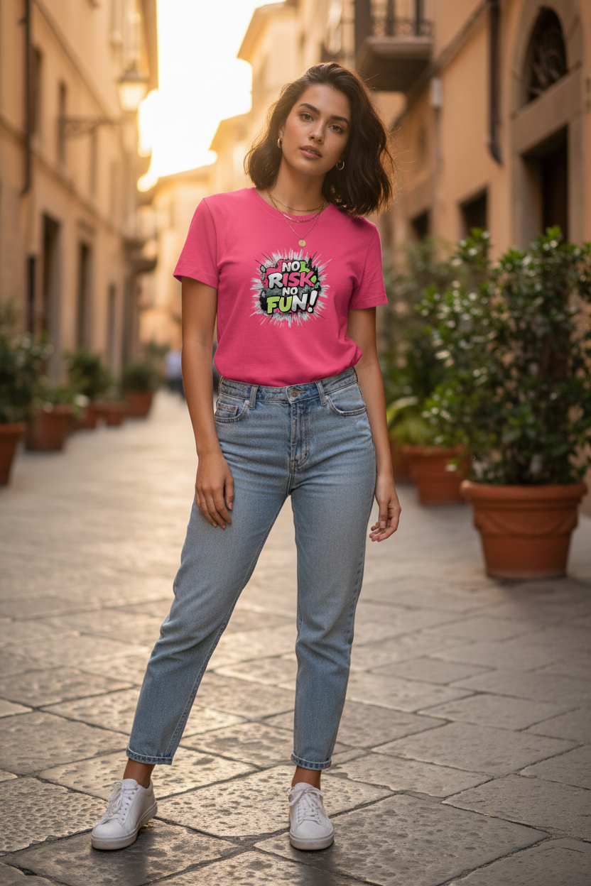 T-shirt No Risk - Fucsia