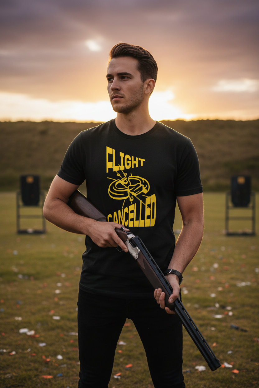 T-shirt su persona al campo da tiro