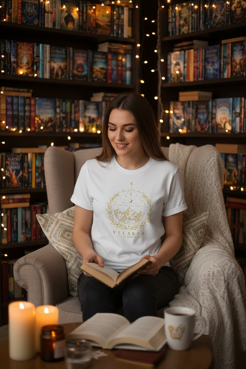 T-shirt Velaris ACOTAR – lifestyle bianca
