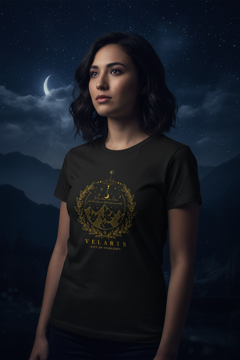 T-shirt Velaris ACOTAR – lifestyle nera